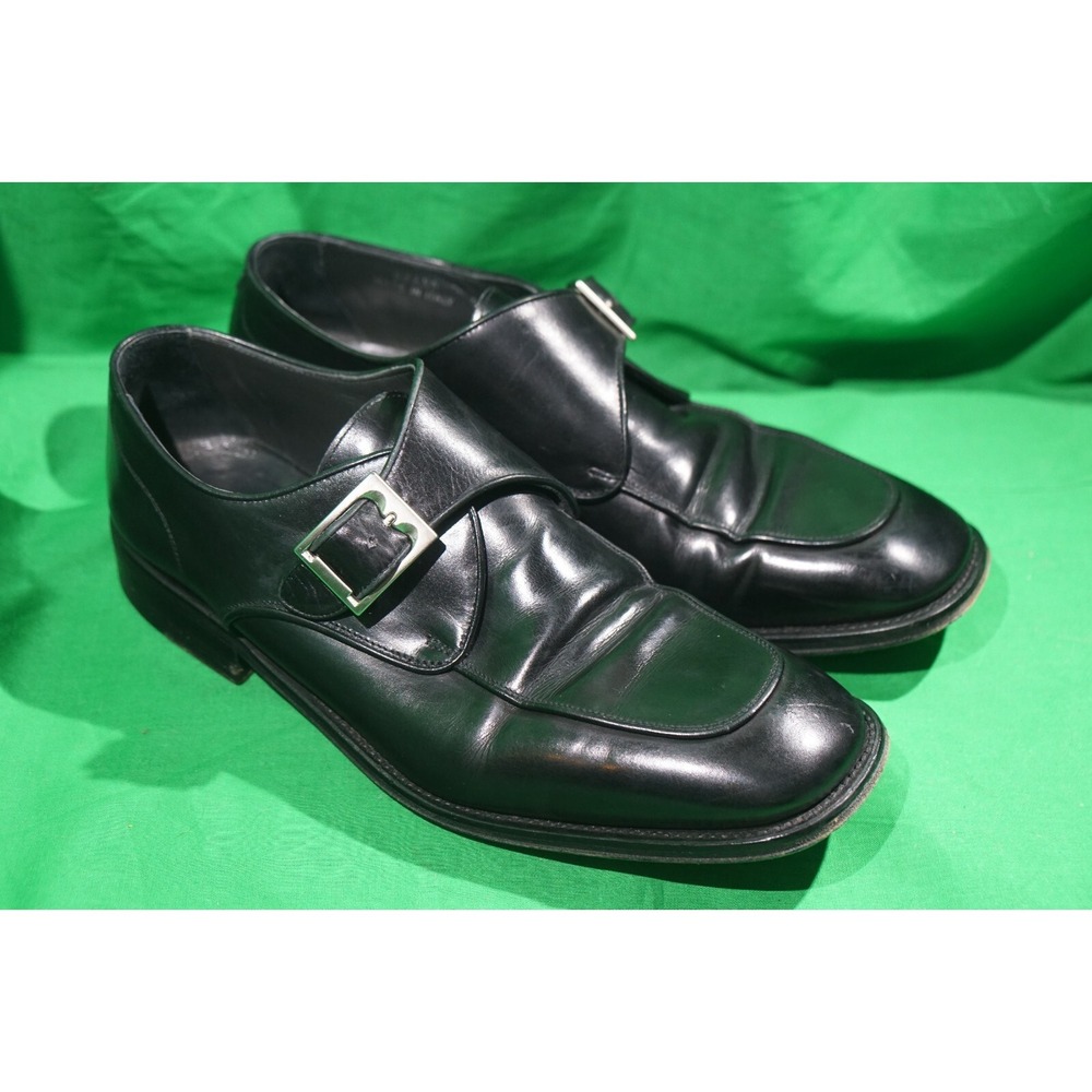 Bally Men Size 8 US Dark Brown Leather Apron Toe Single Monk Strap Dress Shoes
